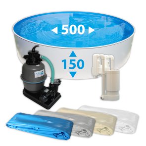 STAHLWANDPOOL-SET FRANZ mit EINHÄNGSKIMMER - RUND 500 x 150 cm
