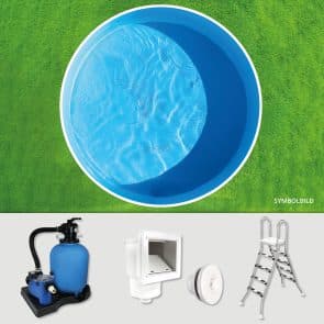 Stahlwand­poolset rund  500 x 120 cm | Poolfolie blau 0,8 mm | Einbauskimmer + Düse | freistehend + teilversenkt
