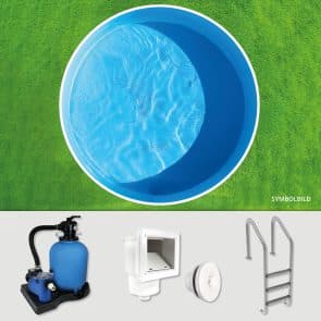 Stahlwand­poolset rund  500 x 120 cm | Poolfolie blau 0,8 mm | Einbauskimmer + Düse | vollversenkt