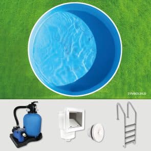 Stahlwand­poolset rund  500 x 150 cm | Poolfolie blau 0,8 mm | Einbauskimmer + Düse | vollversenkt