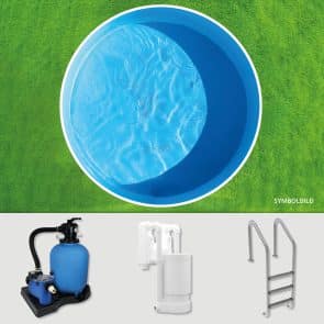 Stahlwand­poolset rund  450 x 120 cm | Poolfolie blau 0,8 mm | Einhängeskimmer | vollversenkt