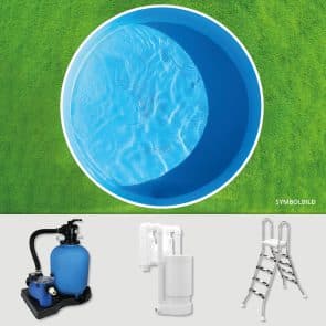 Stahlwand­poolset rund  450 x 120 cm | Poolfolie blau 0,8 mm | Einhängeskimmer | freistehend + teilversenkt