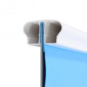 Einhängebiese mit Folie blau und Handlauf
